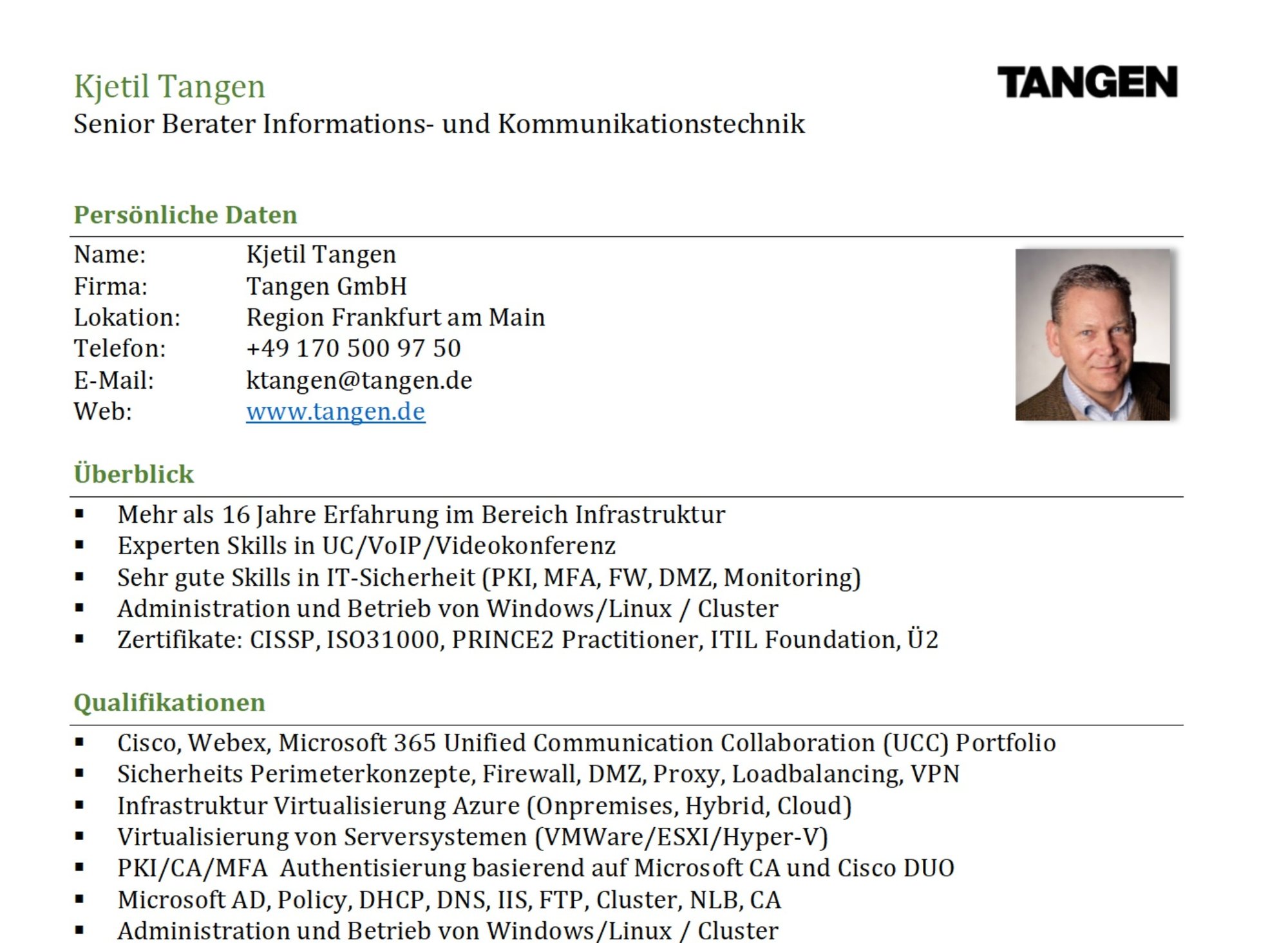 Tangen CV DE